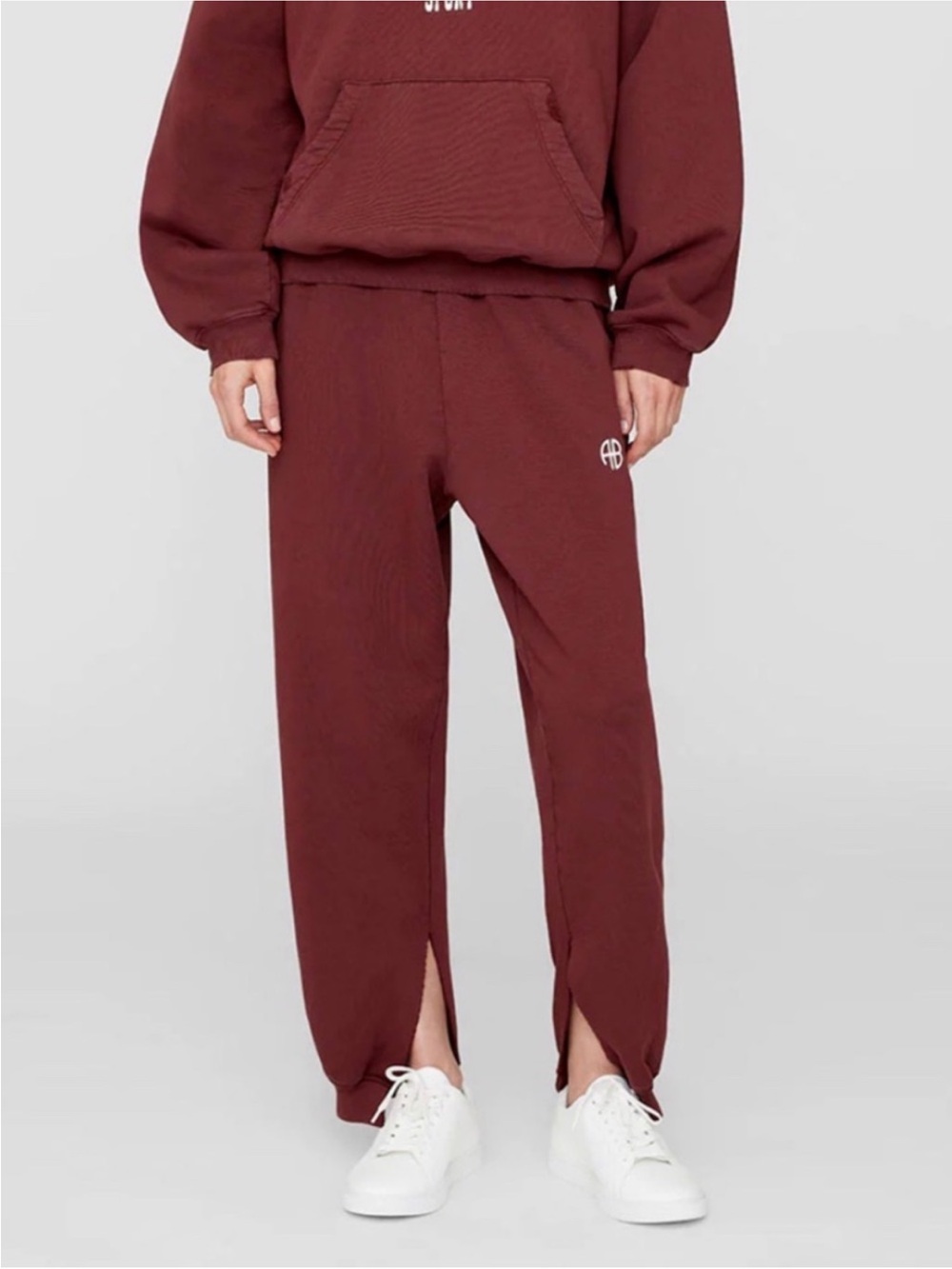 Anine Bing Women's Maroon Track Pants with Front Slits